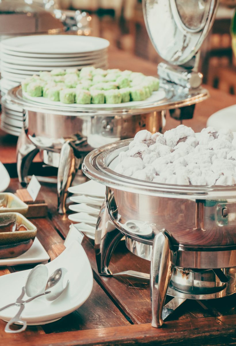 Selective focus point on Catering buffet in hotel restaurant - Vintage filter effect